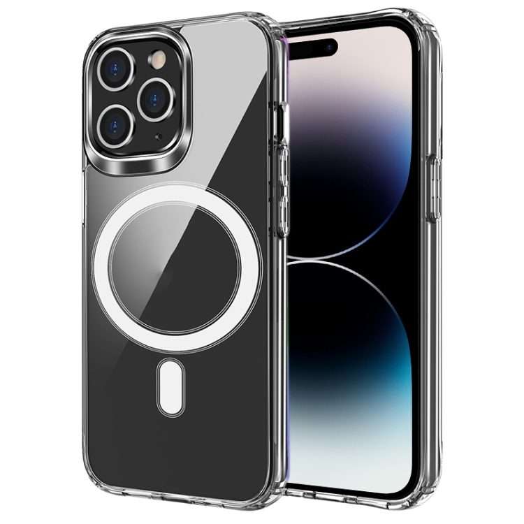 For iPhone 14 Pro Magsafe Magnetic Four Corner Airbags Phone Case(Transparent)