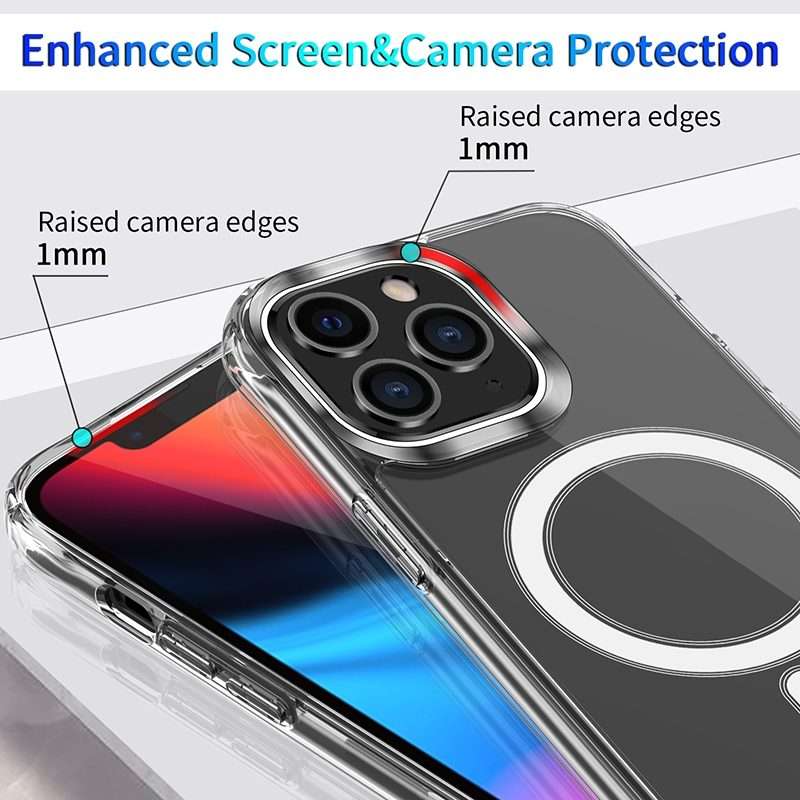For iPhone 14 Pro Magsafe Magnetic Four Corner Airbags Phone Case(Transparent)
