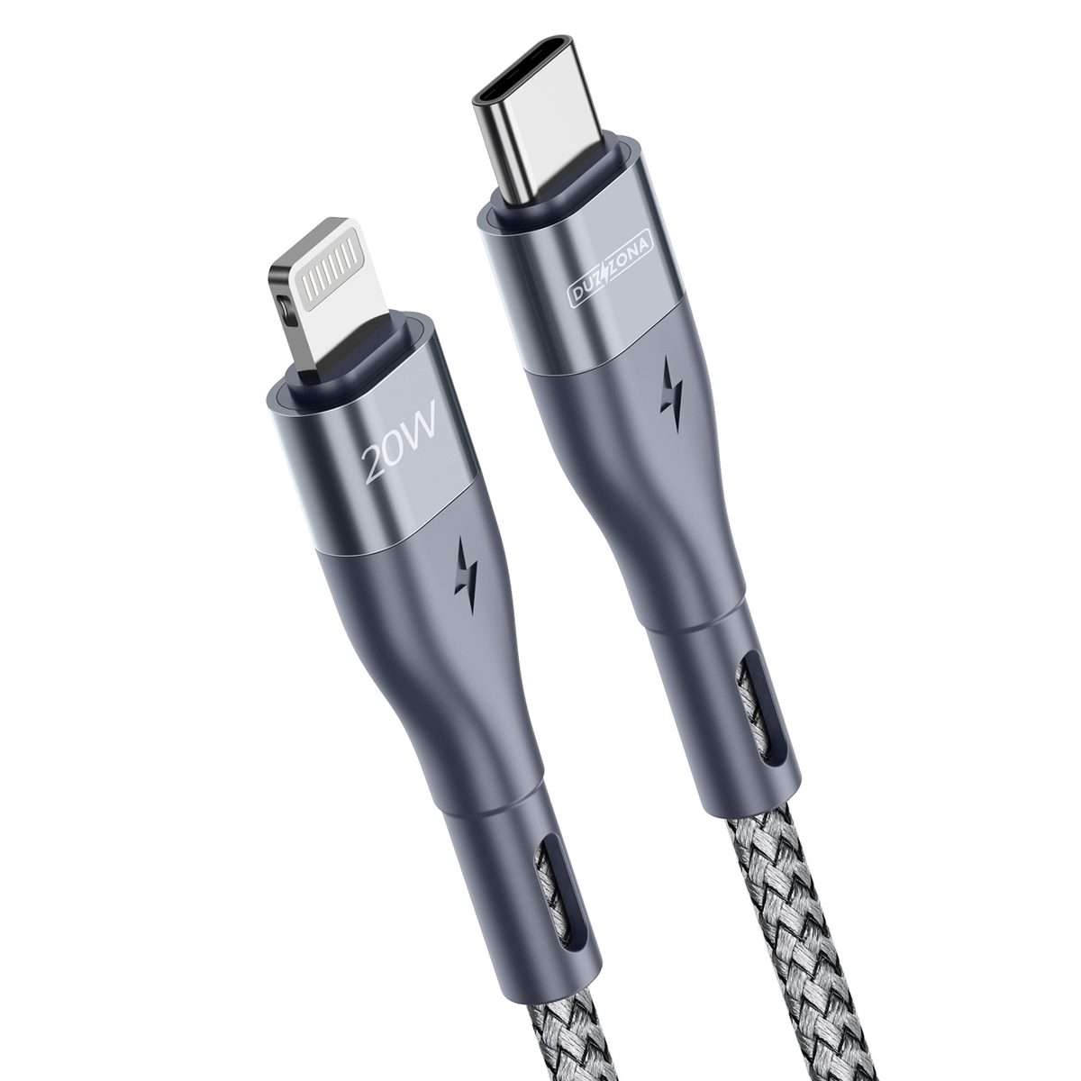DUZZONA A1 PD 20W Type-C to 8 Pin Fast Charging Data Cable, Length: 1m(Grey)