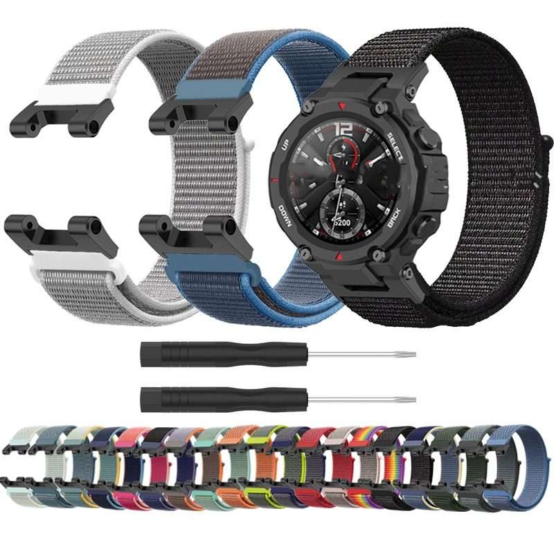 For Amazfit T-Rex / T-Rex Pro / Ares Nylon Loop Watch Band(Dark Blue)