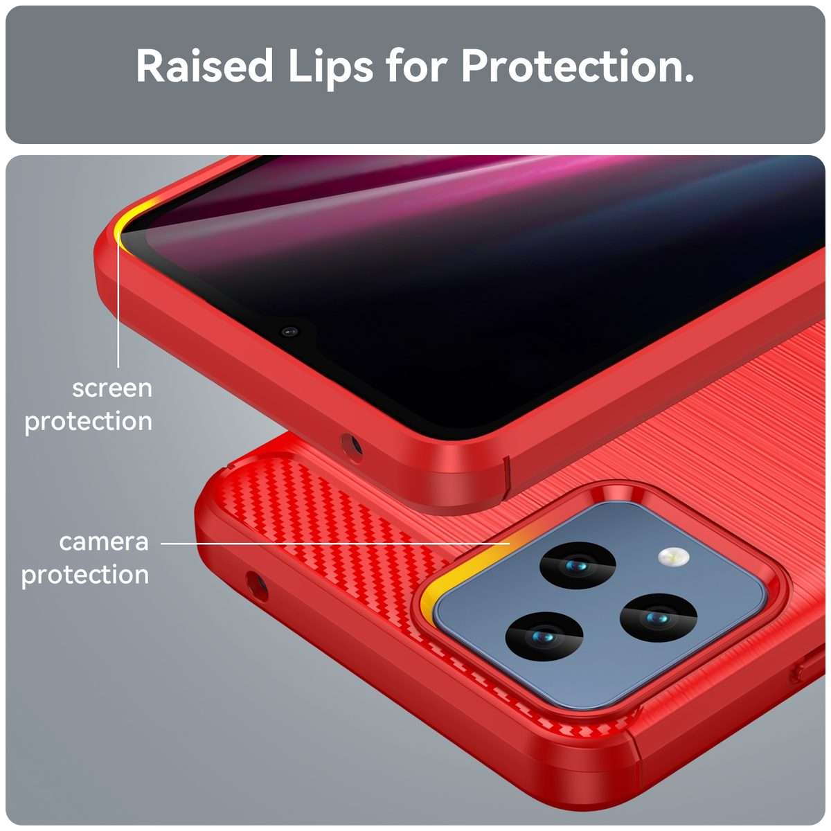 For T-Mobile REVVL 6 5G Brushed Texture Carbon Fiber TPU Phone Case (Red)