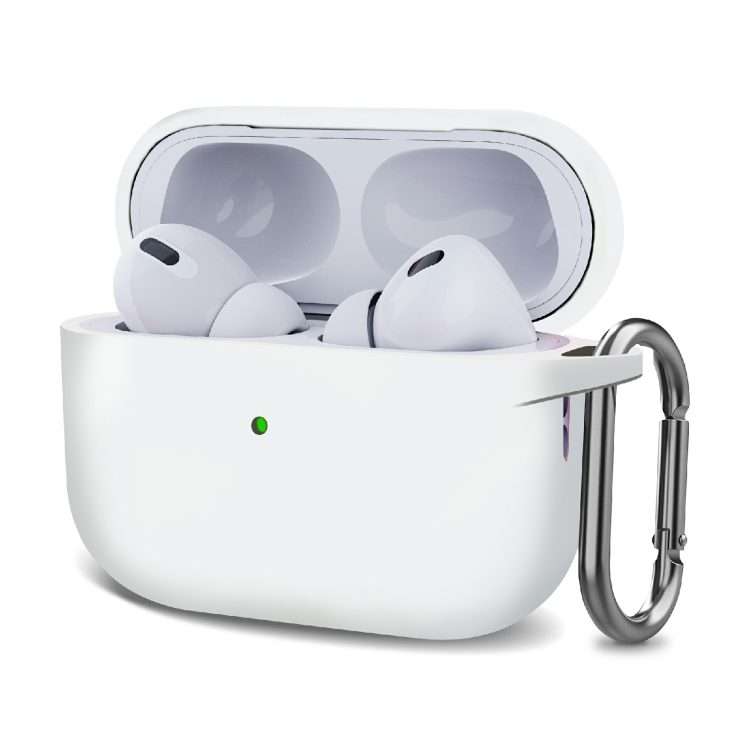 Silicone Thickening Wireless Earphone Protective Case with Hook For AirPods Pro 2(White)