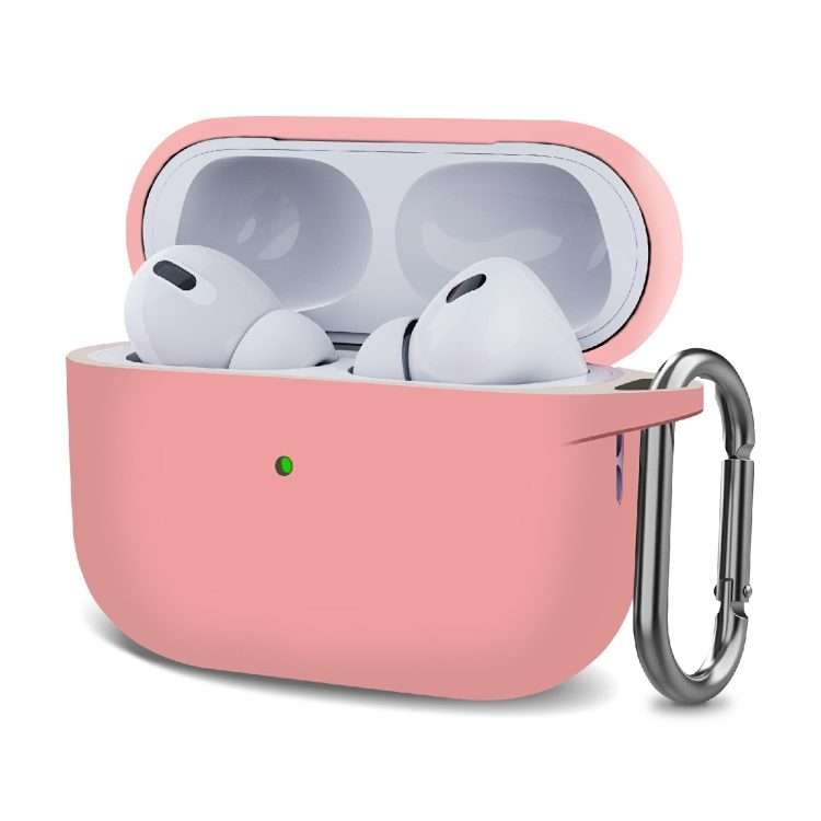 Silicone Thickening Wireless Earphone Protective Case with Hook For AirPods Pro 2(Pink)