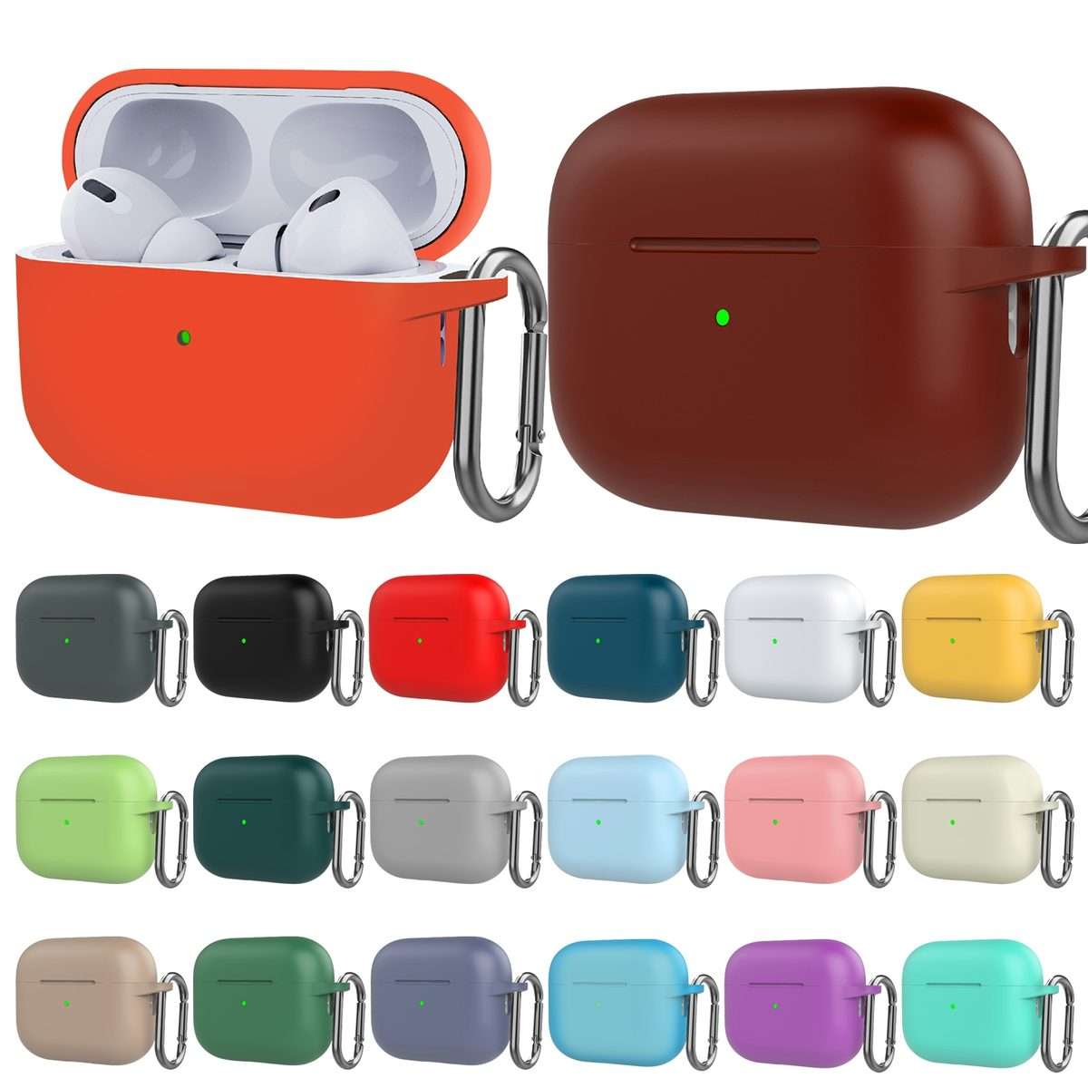 Silicone Thickening Wireless Earphone Protective Case with Hook For AirPods Pro 2(Red)