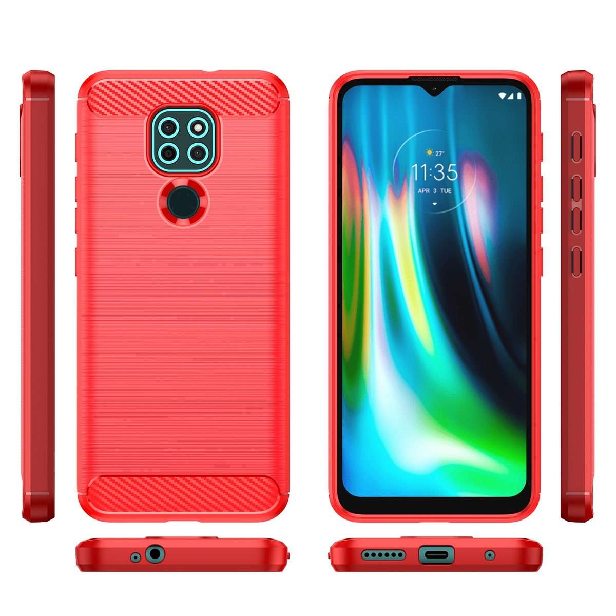 For Lenovo Lemon K12 Brushed Texture Carbon Fiber TPU Phone Case(Red)