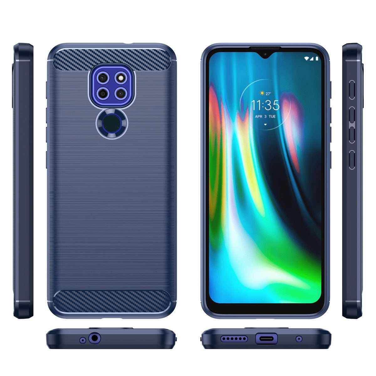 For Lenovo Lemon K12 Brushed Texture Carbon Fiber TPU Phone Case(Blue)