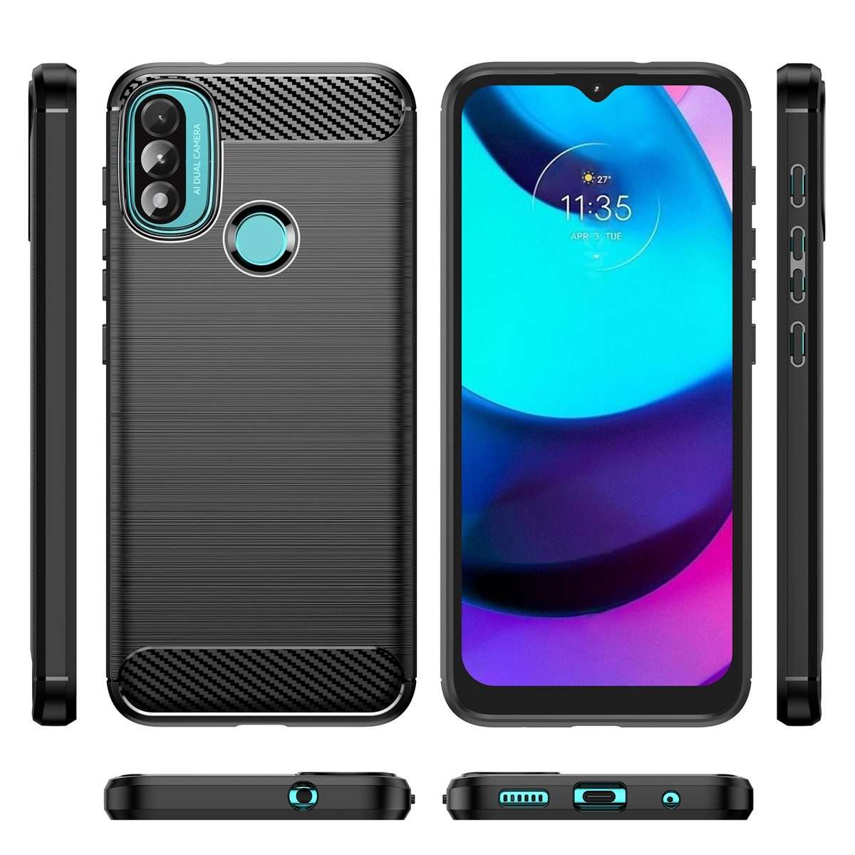 For Lenovo K14 Brushed Texture Carbon Fiber TPU Phone Case(Black)