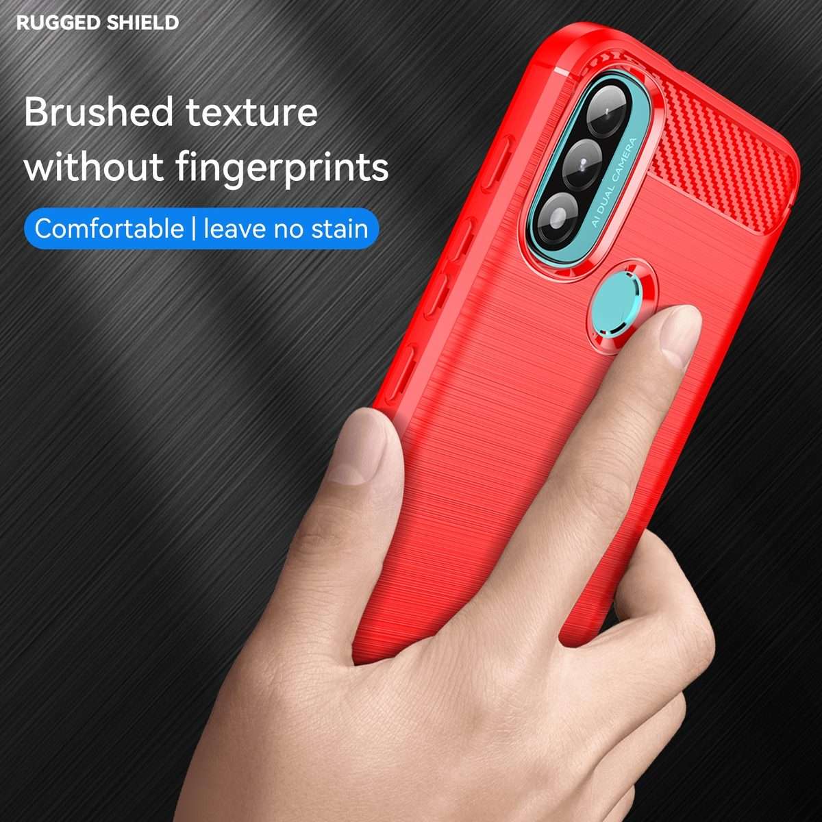 For Lenovo K14 Brushed Texture Carbon Fiber TPU Phone Case(Red)