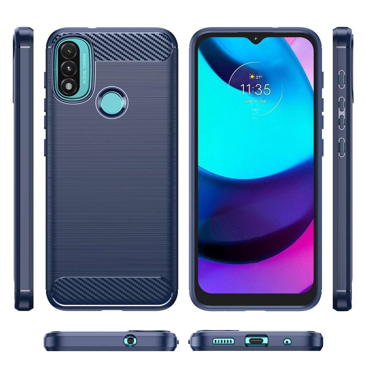 For Lenovo K14 Brushed Texture Carbon Fiber TPU Phone Case(Blue)