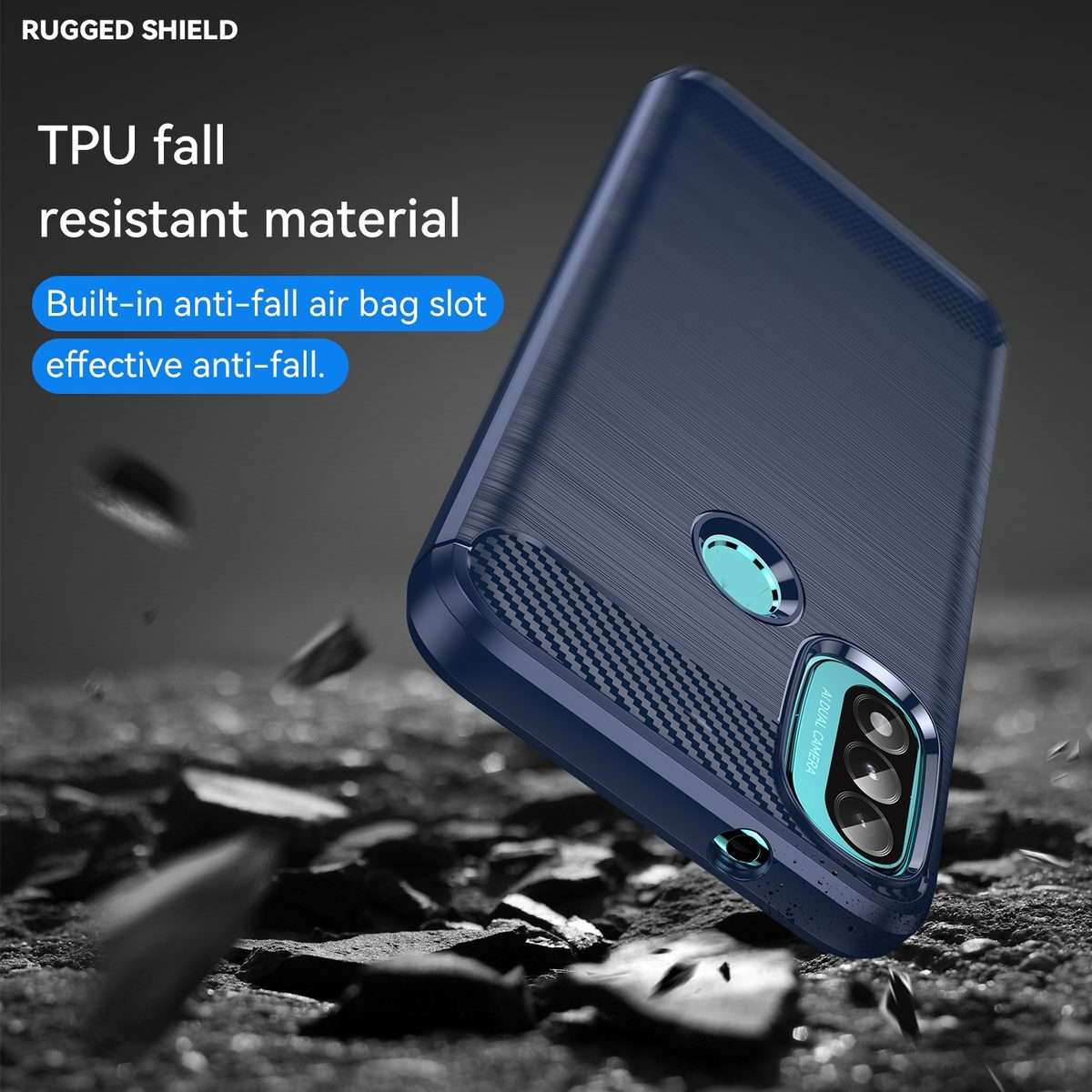 For Lenovo K14 Brushed Texture Carbon Fiber TPU Phone Case(Blue)