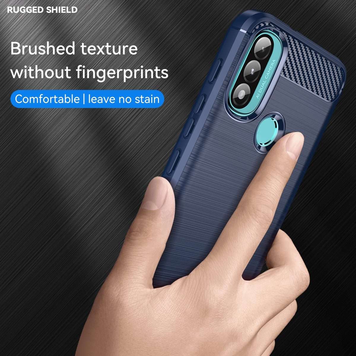 For Lenovo K14 Brushed Texture Carbon Fiber TPU Phone Case(Blue)