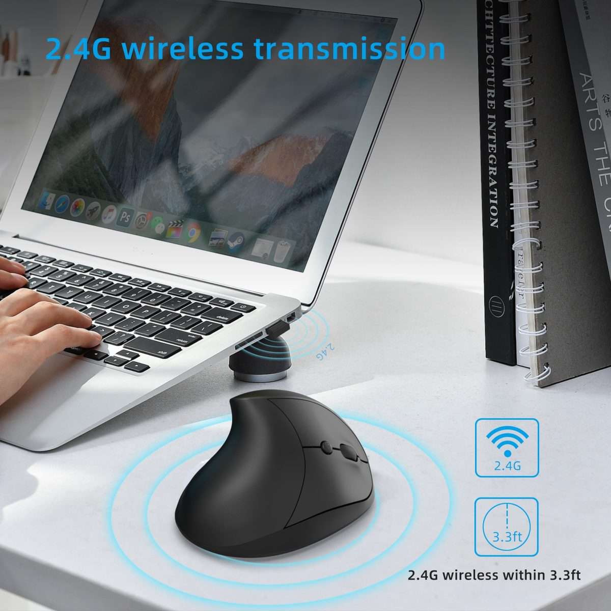X10 2.4G Wireless Vertical Ergonomic Gaming Mouse(Black)