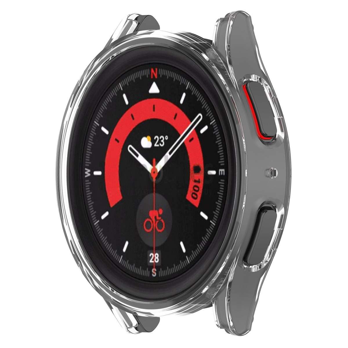 For Samsung Galaxy Watch5 Pro 45mm Half Coverage Hollowed PC Protective Case(Transparent White)