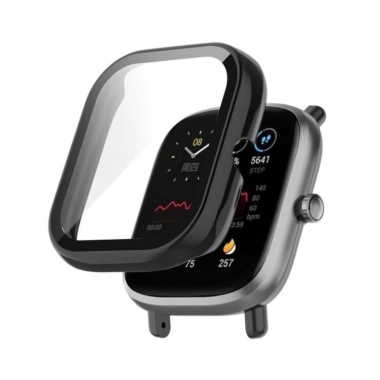 For Amazfit Bip U / Bip U Pro / Pop / Pop Pro PC + Tempered Glass Integrated Protectiv ... (Black)