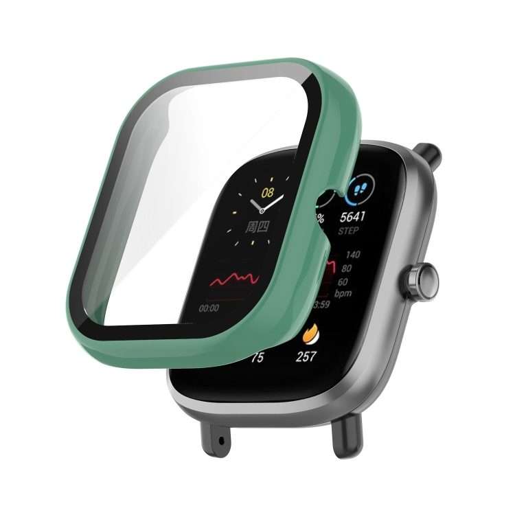 For Amazfit Bip U / Bip U Pro / Pop / Pop Pro PC + Tempered Glass Integrated Prot ... (Pine Green)