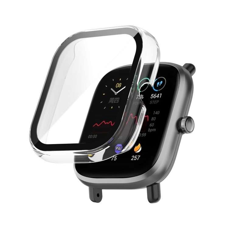 For Amazfit Bip U / Bip U Pro / Pop / Pop Pro PC + Tempered Glass Integrat ... (Transparent White)