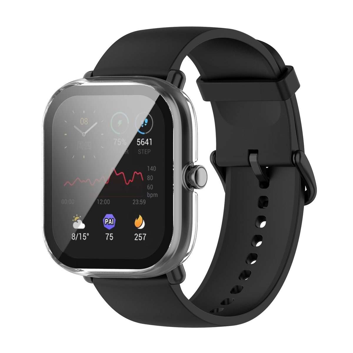 For Amazfit Bip U / Bip U Pro / Pop / Pop Pro PC + Tempered Glass Integrat ... (Transparent White)