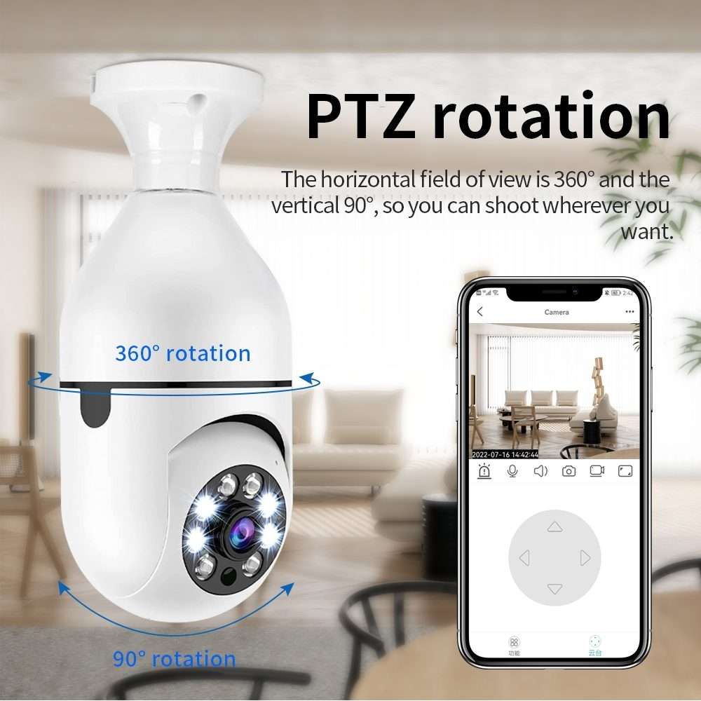 A6 2MP HD Light Bulb WiFi Camera Support Motion Detection/Two-way Audio/Night Vision/TF Card With