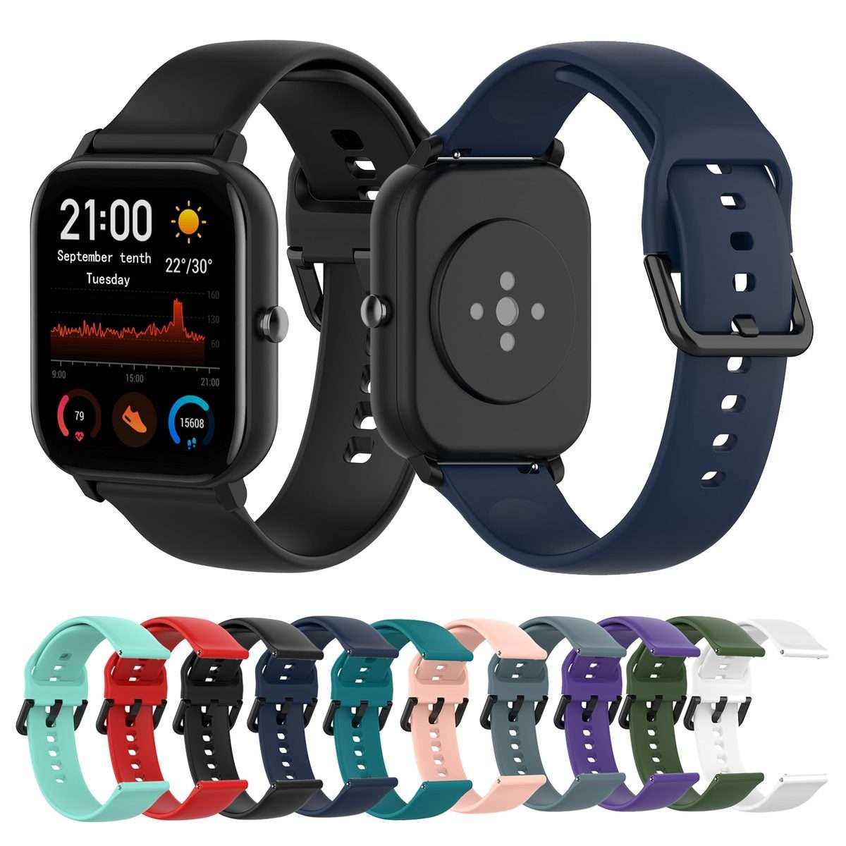 For Amazfit GTS4 Mini Solid Color Soft Silicone Watch Band, Size:S Size(Red)