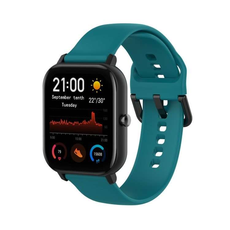 For Amazfit GTS4 Mini Solid Color Soft Silicone Watch Band, Size:Large Size(Green)