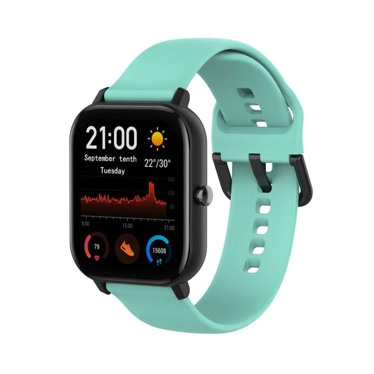 For Amazfit GTS4 Mini Solid Color Soft Silicone Watch Band, Size:Large Size(Teal)