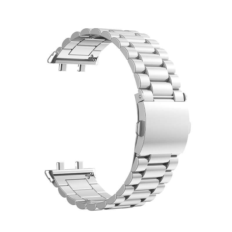 For OPPO Watch 3 Pro Three-bead Flat Buckle Stainless Steel Watch Band(Silver)