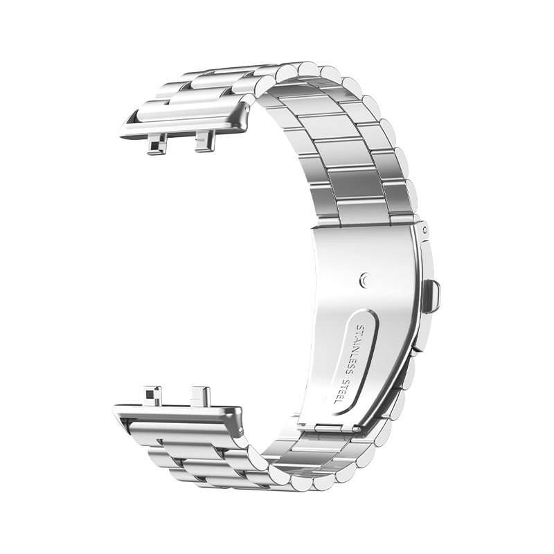 For OPPO Watch 3 Pro Three-bead Flat Buckle Stainless Steel Watch Band(Silver)