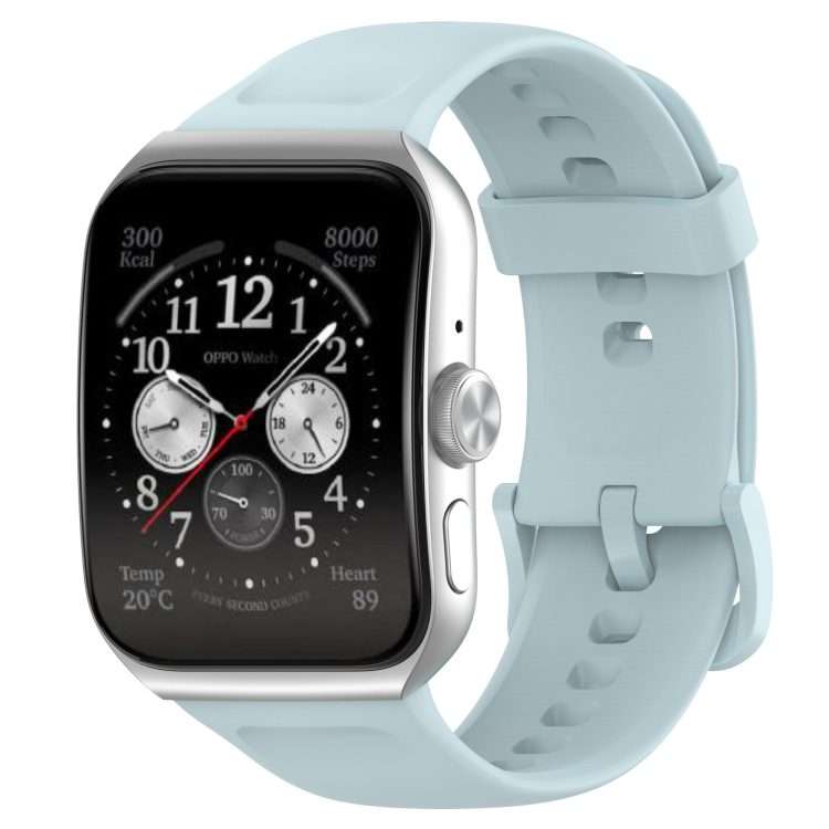 For OPPO Watch 3 Pro Solid Color Soft Silicone Watch Band(Light Blue)