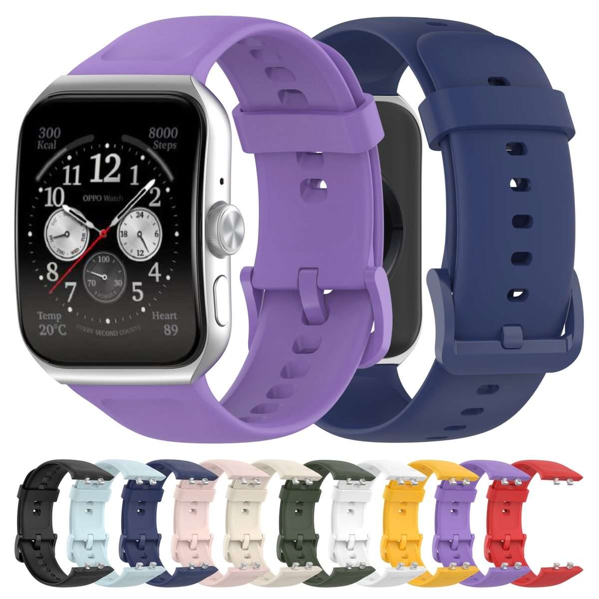 For OPPO Watch 3 Pro Solid Color Soft Silicone Watch Band(Light Blue)