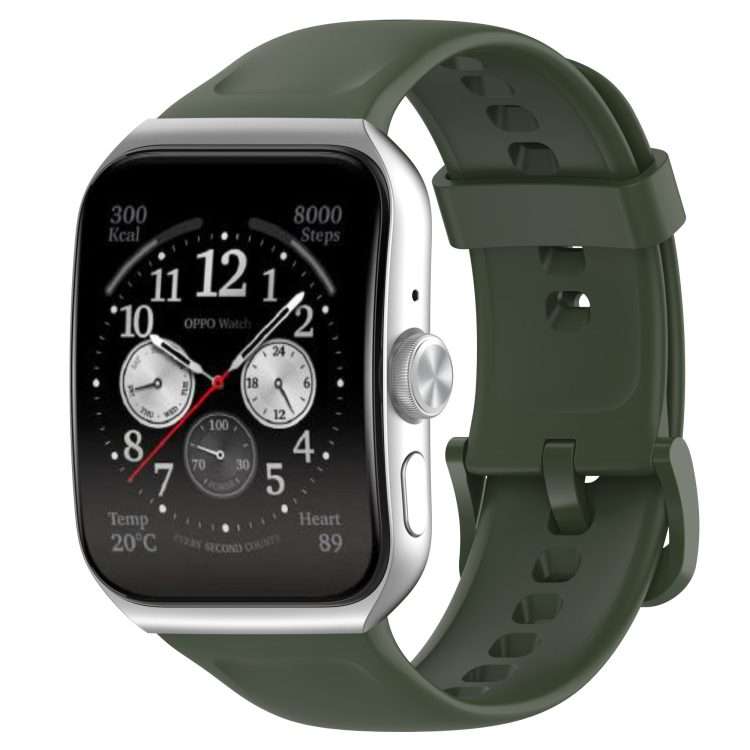 For OPPO Watch 3 Pro Solid Color Soft Silicone Watch Band(Army Green)