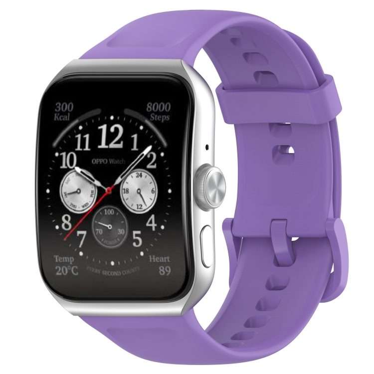 For OPPO Watch 3 Pro Solid Color Soft Silicone Watch Band(Purple)