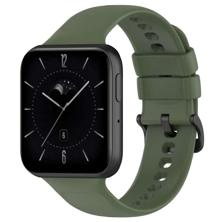 For OPPO Watch 3 Pro Solid Color Soft Silicone Watch Band(Dark Green)