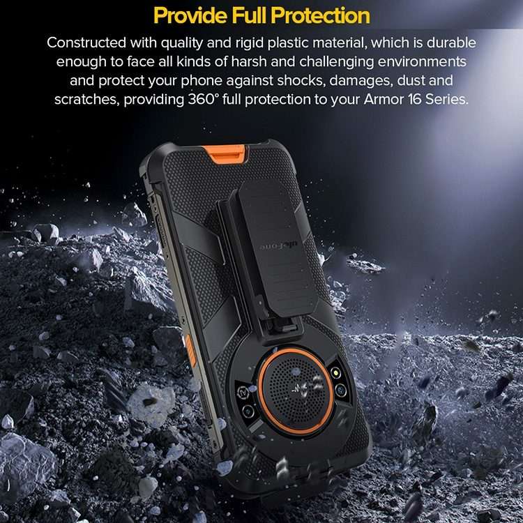 For Ulefone Power Armor 16 Pro / Power Armor 16S Ulefone Back Clip Phone Case with Car ... (Black)