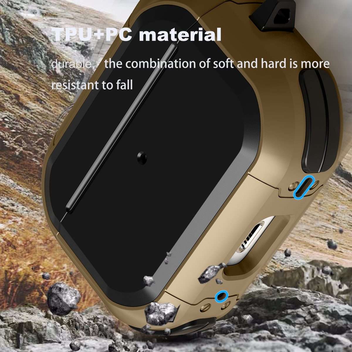 For AirPods Pro 2 Wireless Earphones Shockproof Thunder Mecha TPU Protective Case(Gold)