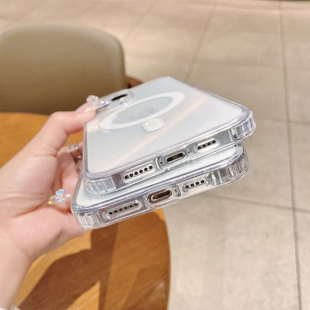 For iPhone 14 Pro Max Fine Hole MagSafe Magnetic Clear Acrylic TPU Case