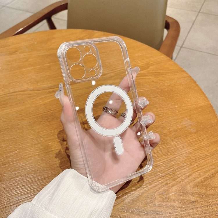 For iPhone 12 Pro Max Fine Hole MagSafe Magnetic Clear Acrylic TPU Case(Transparent)