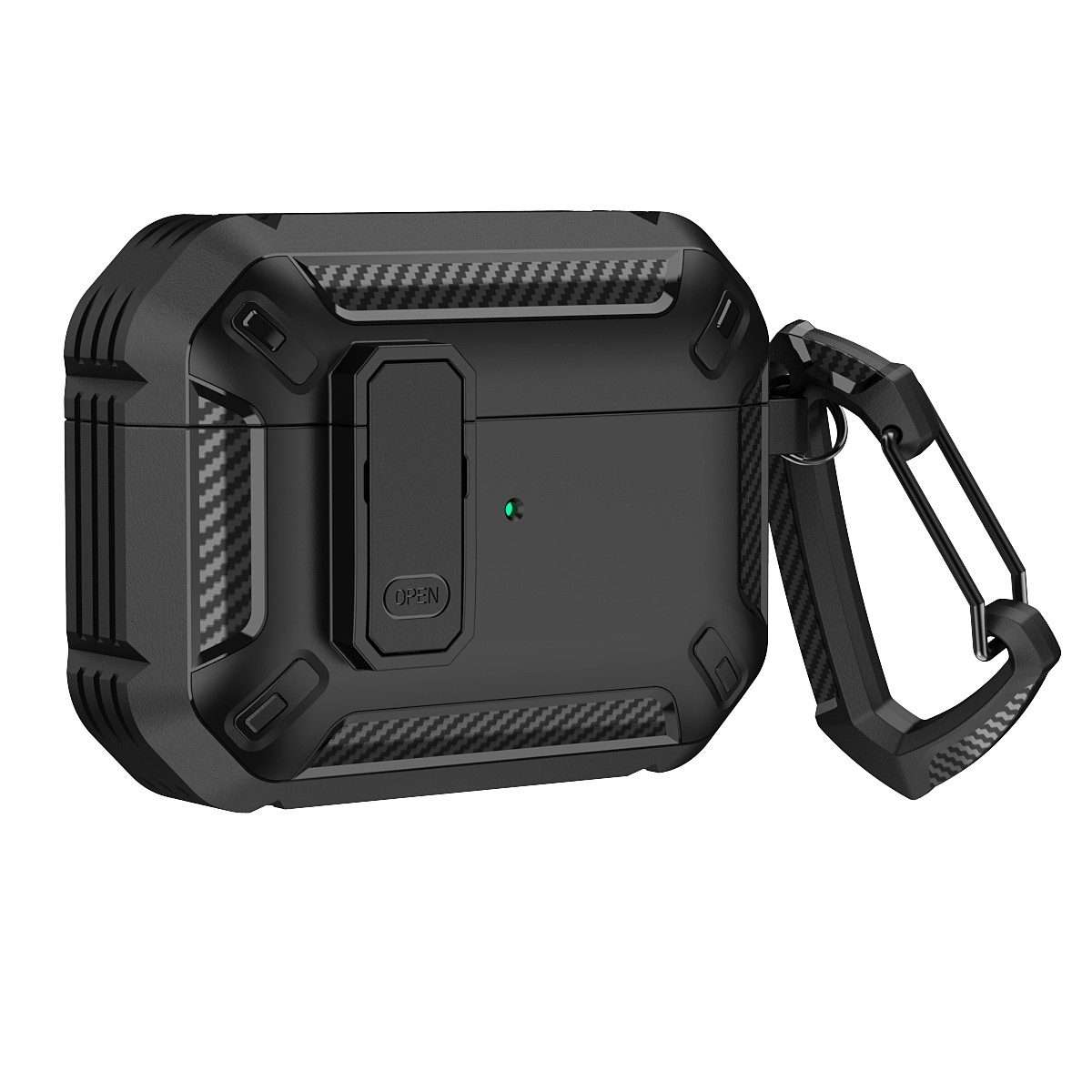 For AirPods Pro 2 Shield Shockproof Earphone Protective Case with Hook(Black)