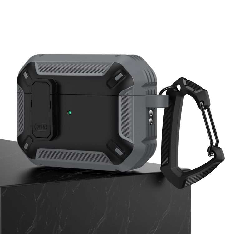 For AirPods Pro 2 Shield Shockproof Earphone Protective Case with Hook(Grey Black)
