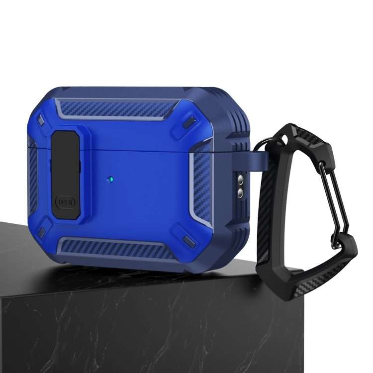 For AirPods Pro 2 Shield Shockproof Earphone Protective Case with Hook(Blue)