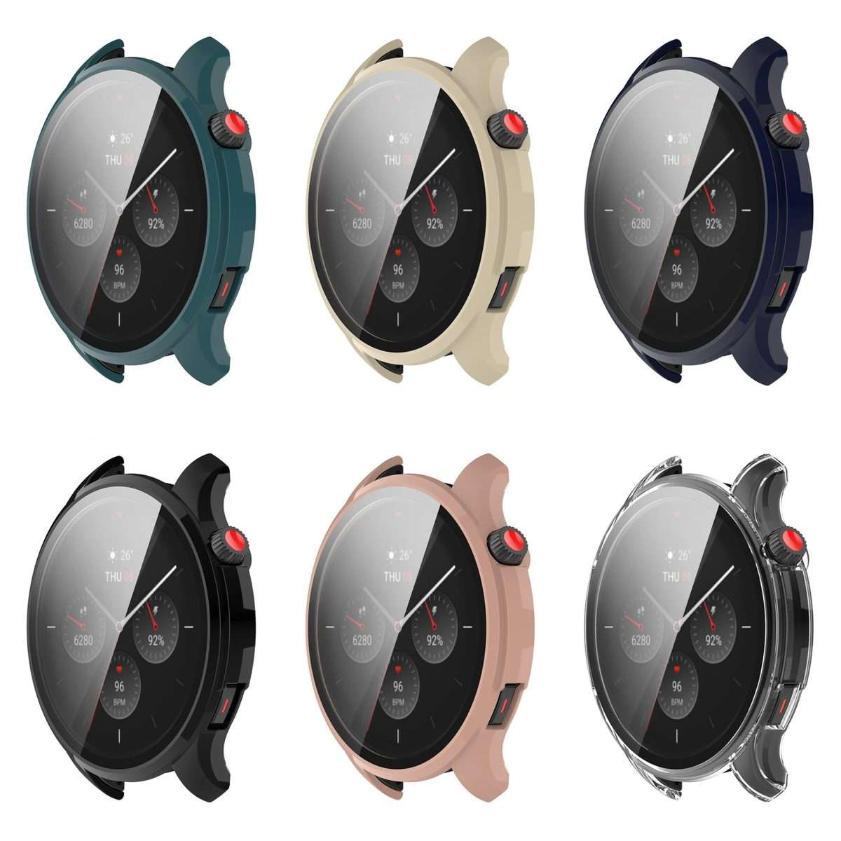 For Amazfit GTR 4 / Amazfit GTR 4 Pro PC + Tempered Glass Integrated Protective Wat ... (Ink Blue)