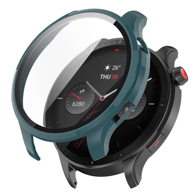 For Amazfit GTR 4 / Amazfit GTR 4 Pro PC + Tempered Glass Integrated Protective W ... (Pine Green)