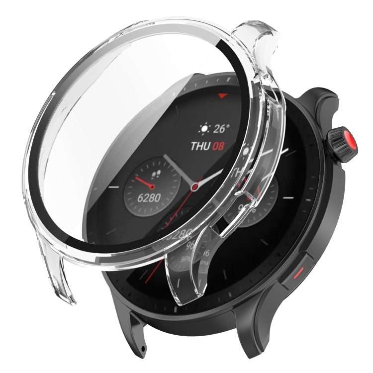 For Amazfit GTR 4 / Amazfit GTR 4 Pro PC + Tempered Glass Integrated Prote ... (Transparent White)