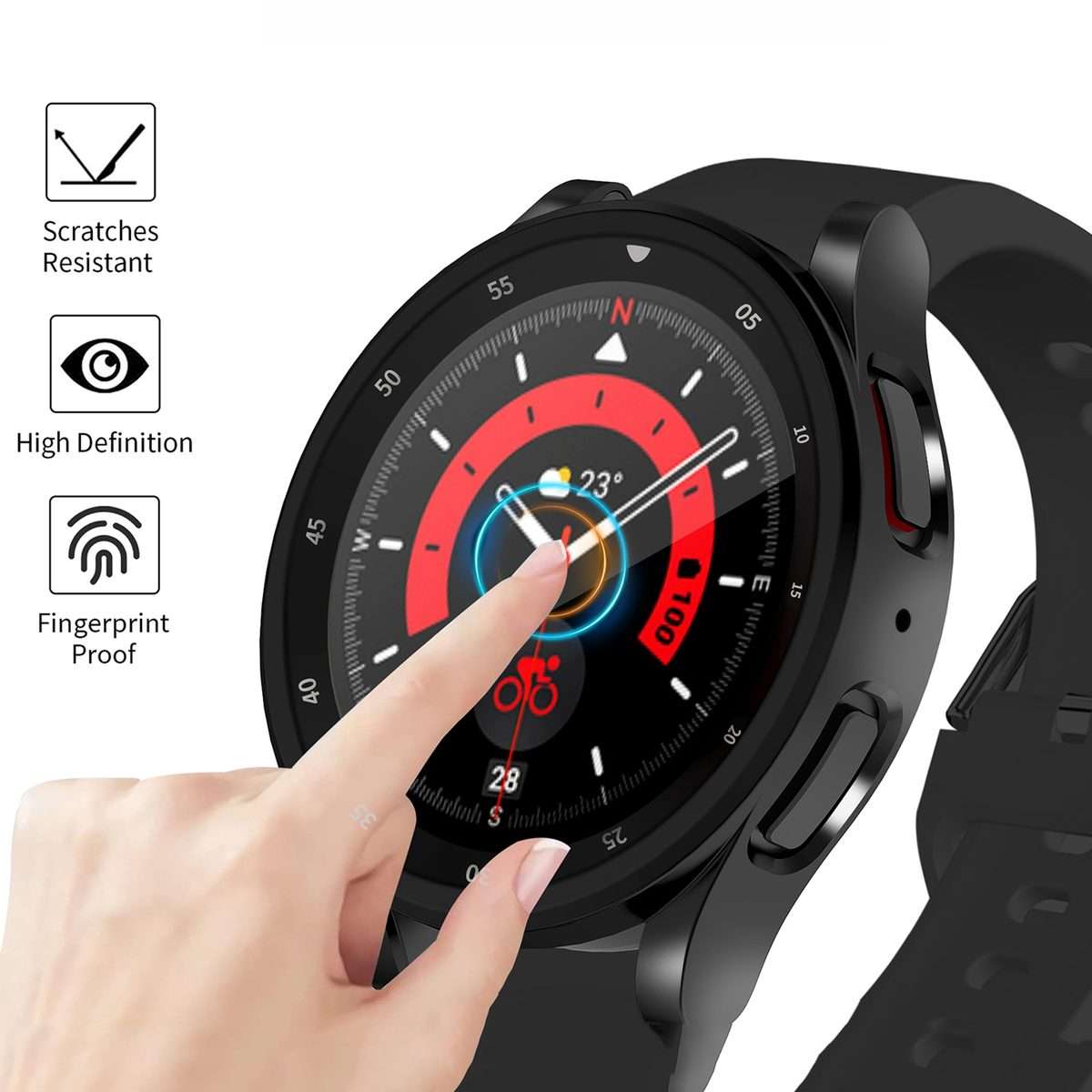For Samsung Galaxy Watch5 Pro 45mm Full Coverage TPU Electroplating Watch Case(Black)