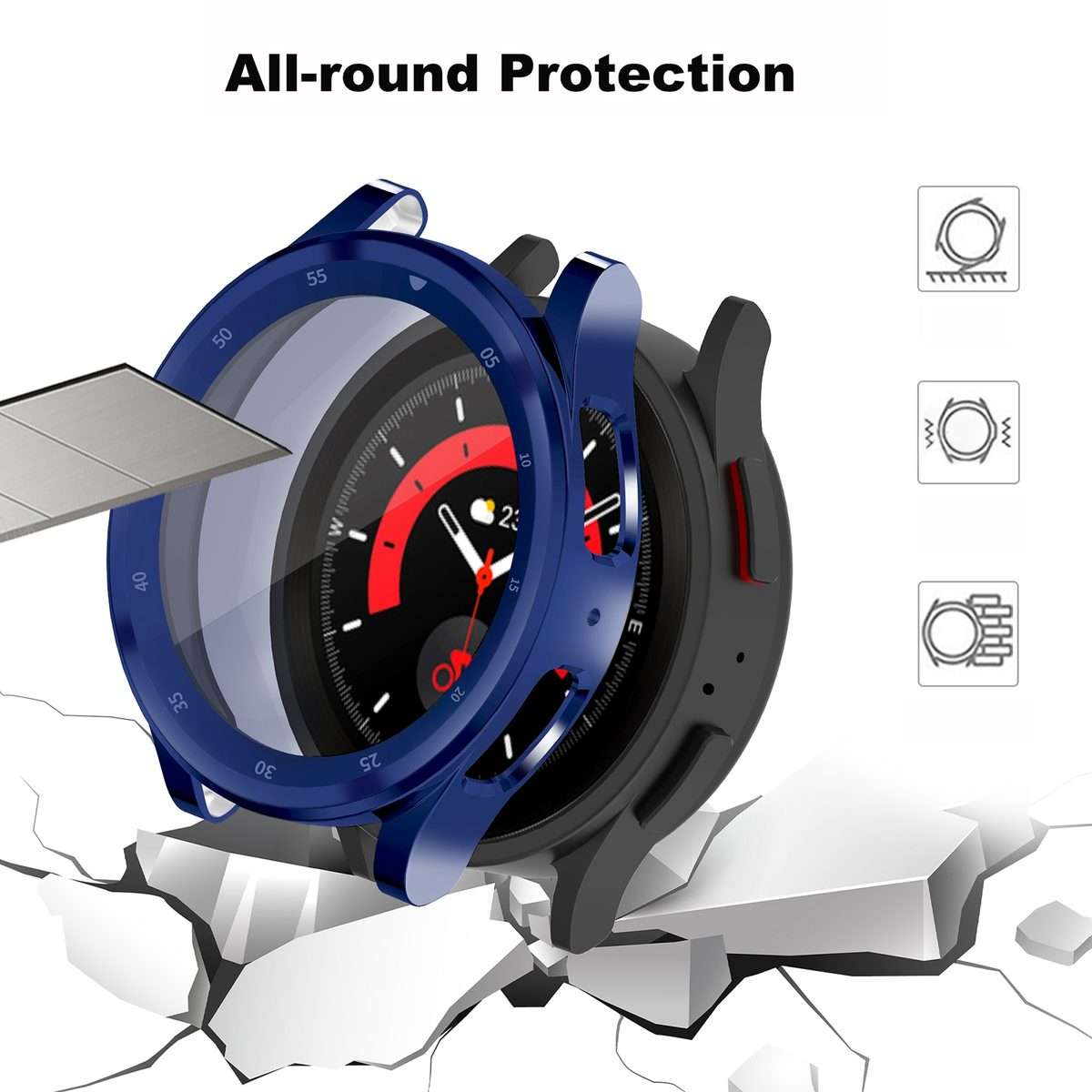 For Samsung Galaxy Watch5 Pro 45mm Full Coverage TPU Electroplating Watch Case(Black)