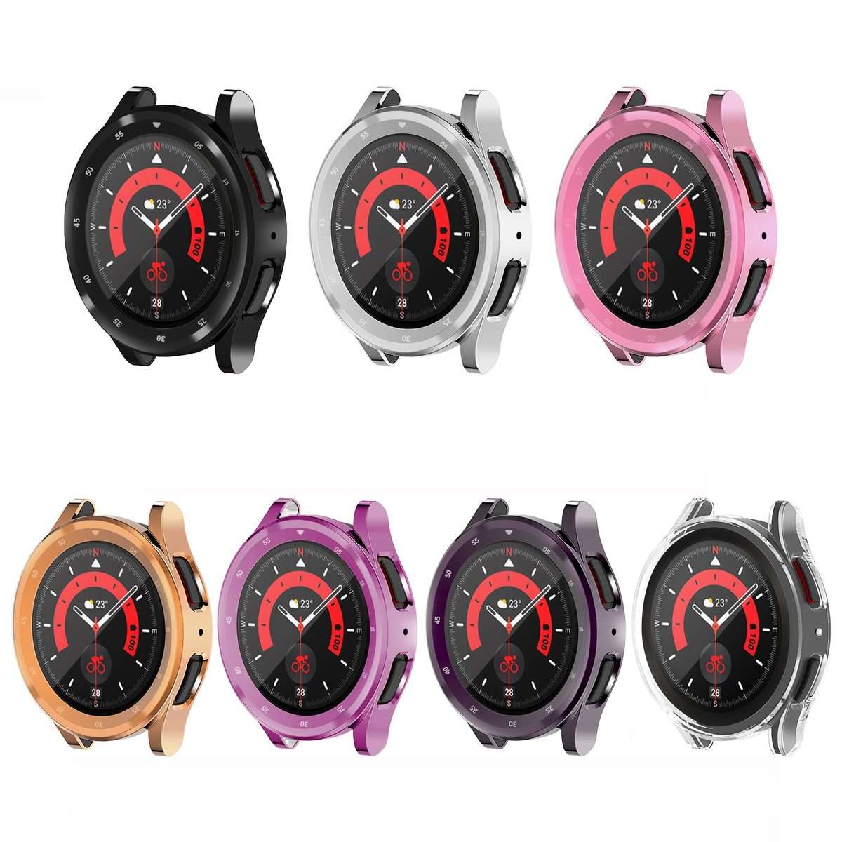 For Samsung Galaxy Watch5 Pro 45mm Full Coverage TPU Electroplating Watch Case(Pink)