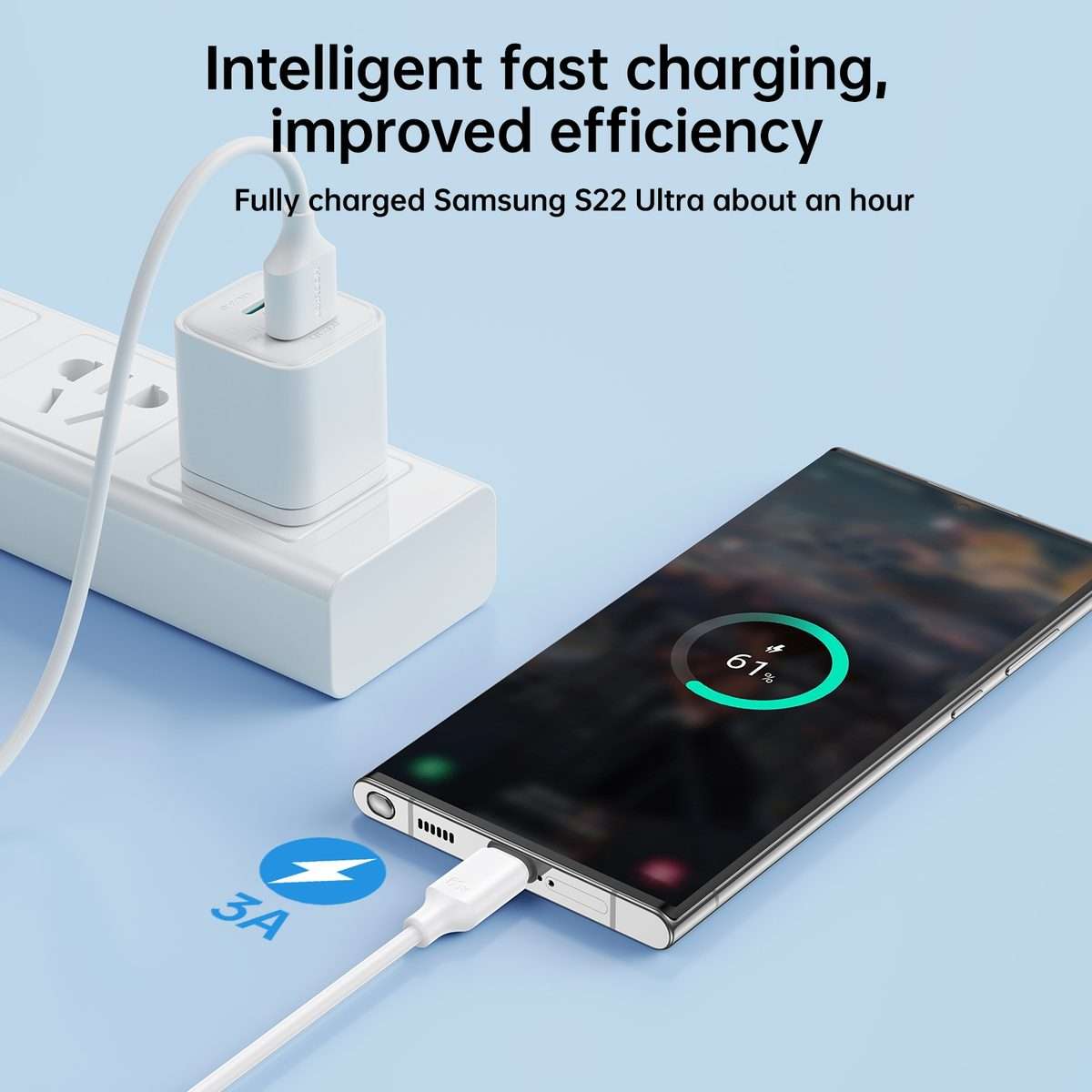 JOYROOM S-UC027A9 3A USB to USB-C/Type-C Fast Charging Data Cable, Length:1m(White)