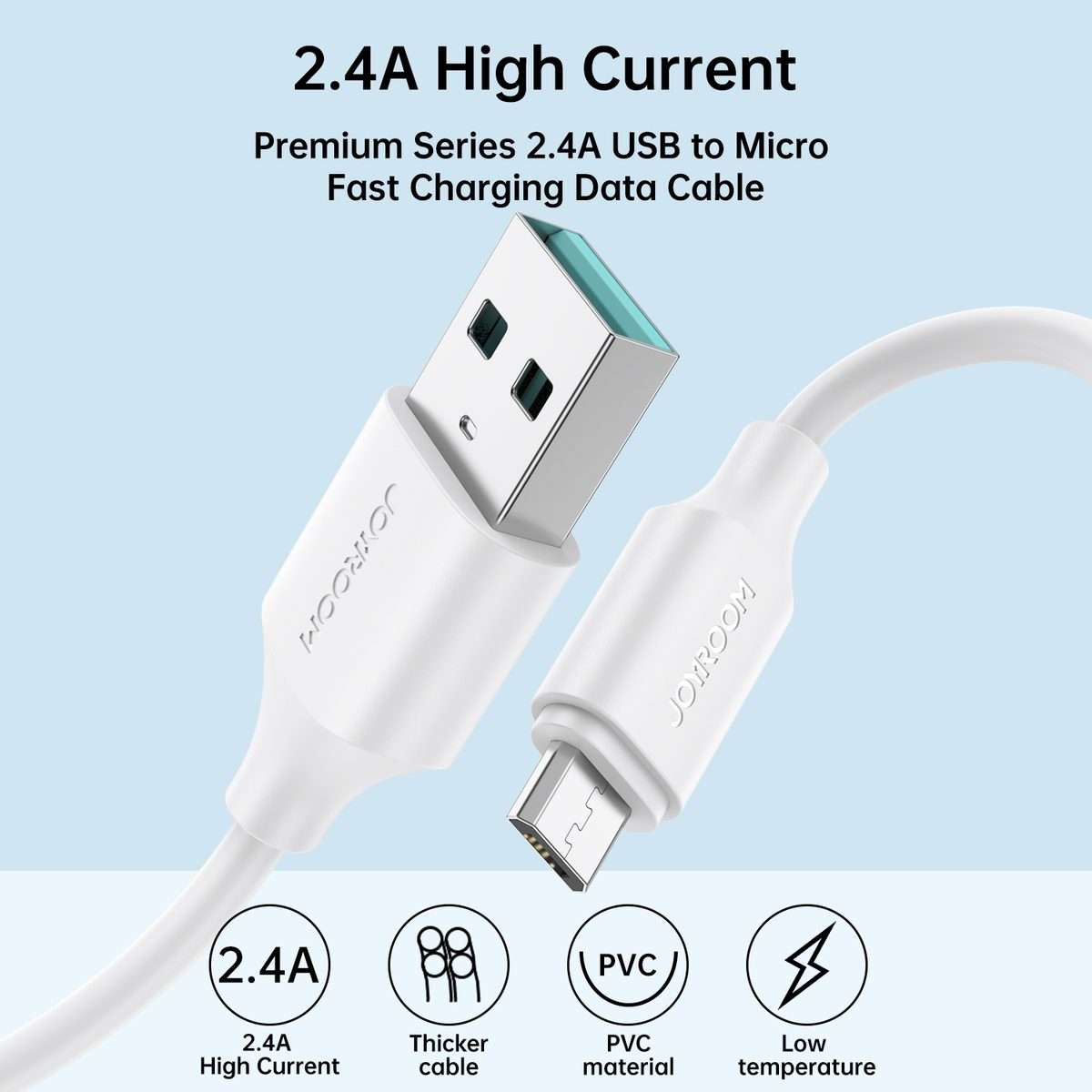 JOYROOM S-UM018A9 2.4A USB to Micro USB Fast Charging Data Cable, Length:1m(Black)