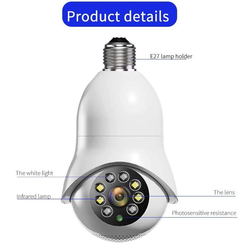 DP31 2.0MP HD Light Bulb WiFi Surveillance Camera, Support Motion Detection, Night Vis ... (White)