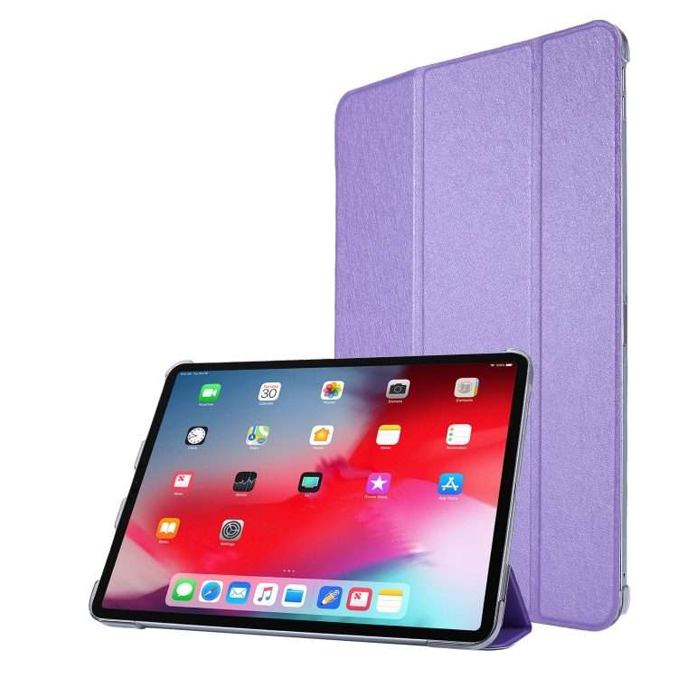 For iPad Pro 11(2020) TPU Silk Texture Three-fold Horizontal Flip Leather Tablet Case ... (Purple)