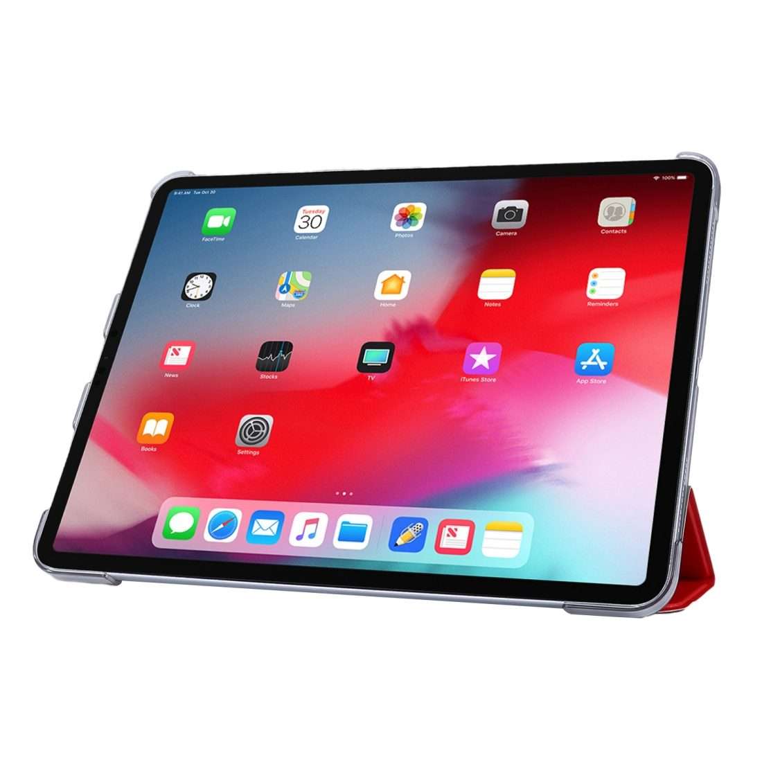 For iPad Pro 11(2020) TPU Silk Texture Three-fold Horizontal Flip Leather Tablet Case wi ... (Red)